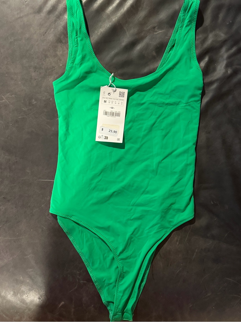 Zara Green Scoop Neck Bandeau One-Piece